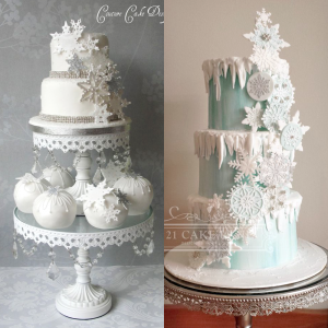 zimowe wesele torty sniezynki inspiracje